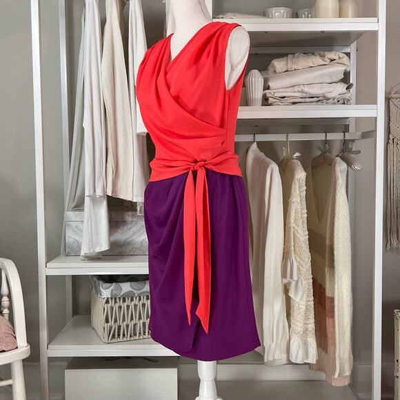 Suzi Chin for Maggy Sz. Medium, boutique colorblock dress fun flirty party #0666 - Picture 2 of 7